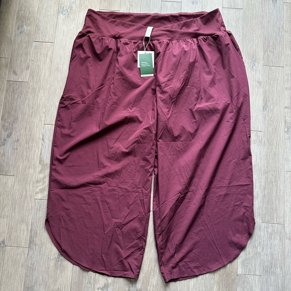 NWT HALARA Wide-Leg Pants Burgundy XXXL